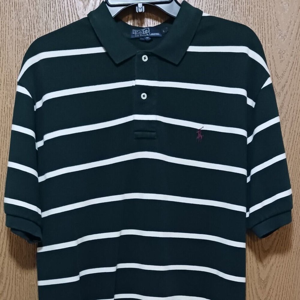 Polo (Ralph Lauren)-(Green Stripe)-(Pre-owned)-(Dry Cleaned)-(Size-L)-$30.00 - Picture 1 of 4